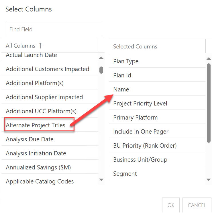 A screenshot of a project list

Description automatically generated