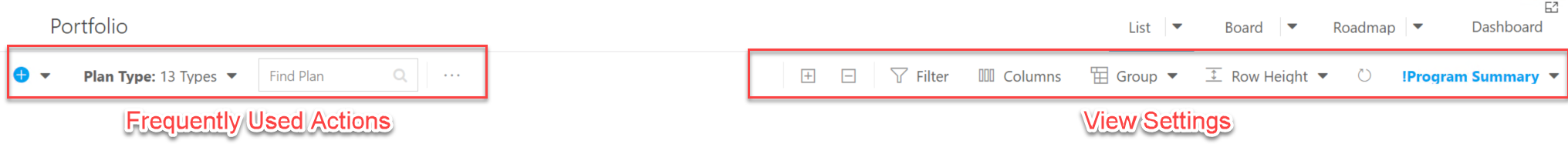 My Portfolio Header Menus and Icons – OnePlan Support provided by PPM Works
